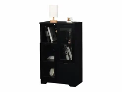Vitrina negra - Mueble de comedor con 2 puertas y 1 cajón - almacenaje abierto - para dormitorio y salón