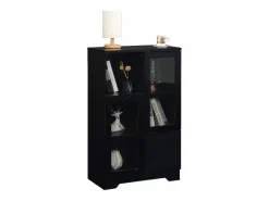 Vitrina negra - Mueble de comedor con 2 puertas y 1 cajón - almacenaje abierto - para dormitorio y salón