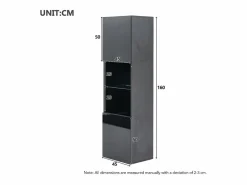 Vitrina negra - Vitrina con 2 puertas y luces LED - almacenaje abierto - para salón y dormitorio Negro