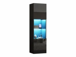 Vitrina negra - Vitrina con 2 puertas y luces LED - almacenaje abierto - para salón y dormitorio Negro