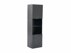Vitrina negra - Vitrina con 2 puertas y luces LED - almacenaje abierto - para salón y dormitorio Negro