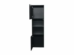Vitrina negra - Vitrina con 2 puertas y luces LED - almacenaje abierto - para salón y dormitorio Negro