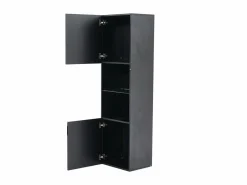 New Hauss Spole Vitrina negra de alto brillo con 2 puertas y 1 estante de cristal, LED incluido - 45x35x160cm Negro