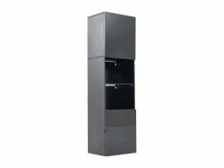 New Hauss Spole Vitrina negra de alto brillo con 2 puertas y 1 estante de cristal, LED incluido - 45x35x160cm Negro