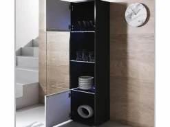 Vitrina para Salón comedor en Negro y Blanco con LED 40x29x167cm Luke V6 Vitrina