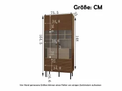 Clearance Merax Vitrina reutilizable con acabado nogal - 75,5 x 35 x 164,5 cm - frontal de cristal + balda + cajón oculto - MDF - natural Color natural claro
