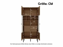 Clearance Merax Vitrina reutilizable con acabado nogal - 75,5 x 35 x 164,5 cm - frontal de cristal + balda + cajón oculto - MDF - natural Color natural claro