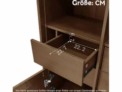 Clearance Merax Vitrina reutilizable con acabado nogal - 75,5 x 35 x 164,5 cm - frontal de cristal + balda + cajón oculto - MDF - natural Color natural claro