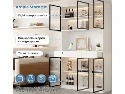 Clearance Vitrina 120x36x200 cm con LED - 6 puertas de cristal y 3 cajones - Vitrina