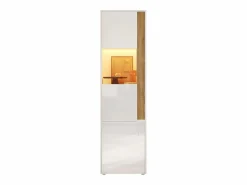 ModernLuxe Vitrina 50x40x179cm - con iluminación LED - con 2 puertas - Estantes ajustables - Blanco + Natural