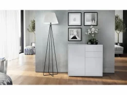 New Vladon Cajonera Ben, Cómoda con 2 Puertas y 2 Cajones mate/ mate (79 x 74 x 36 cm) Blanco