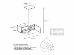 Vladon Mueble recibidor Carlton Set 2, Mueble de entrada compuesto por 1 Perchero, 1 Armario de cajones, antracita mate/ de alto brillo (105 x 193 x 35 cm)