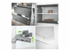 Vladon Mueble recibidor Carlton Set 2, Mueble de entrada compuesto por 1 Perchero, 1 Armario de cajones, antracita mate/ de alto brillo (105 x 193 x 35 cm)