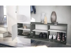 Hot Vladon Mueble recibidor Carlton Set 4, Mueble de entrada compuesto por 1 Perchero, 1 Zapatero, antracita mate/ de alto brillo (156,5 x 193 x 35 cm) Armario De Entrada