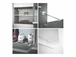 Hot Vladon Mueble recibidor Carlton Set 4, Mueble de entrada compuesto por 1 Perchero, 1 Zapatero, antracita mate/ de alto brillo (156,5 x 193 x 35 cm) Armario De Entrada