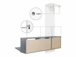 Hot Vladon Mueble recibidor Carlton Set 4, Mueble de entrada compuesto por 1 Perchero, 1 Zapatero, antracita mate/ de alto brillo (156,5 x 193 x 35 cm) Armario De Entrada