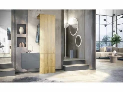 New Vladon Mueble recibidor Carlton Set 2, Mueble de entrada compuesto por 1 Perchero, 1 Armario de cajones, antracita mate/roble natural (105 x 193 x 35 cm) Color natural claro