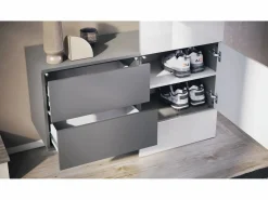 New Vladon Mueble recibidor Carlton Set 2, Mueble de entrada compuesto por 1 Perchero, 1 Armario de cajones, antracita mate/roble natural (105 x 193 x 35 cm) Color natural claro