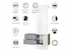 New Vladon Mueble recibidor Carlton Set 2, Mueble de entrada compuesto por 1 Perchero, 1 Armario de cajones, antracita mate/roble natural (105 x 193 x 35 cm) Color natural claro