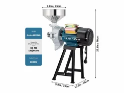 Outlet DripeX 2200W Molino de harina seca y húmeda 2 en 1, 50x26x70cm, para cereales, paja - enchufe de la UE Azul