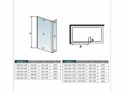 Outlet Walkin Mampara Panel de ducha Serigrafiado de línea negra 2 hojas Vidrio 8mm Antical con Barra Negra mate 140cm Tamaño[(83.9-85.9)+30]x200cm- Mampara De Ducha
