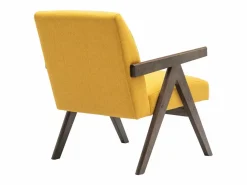 Moloo WARREN-Sillón de tela mostaza y madera gris teñida de nogal
