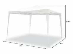 Clearance Wasabi - Carpa Plegable 3x3 m Javea Blanca – Estructura Montada y Lona Integrada – Rafia 100gr/m2 – Piquetas y Vientos Fijación – Cenador Jardín – Exteriores Blanco