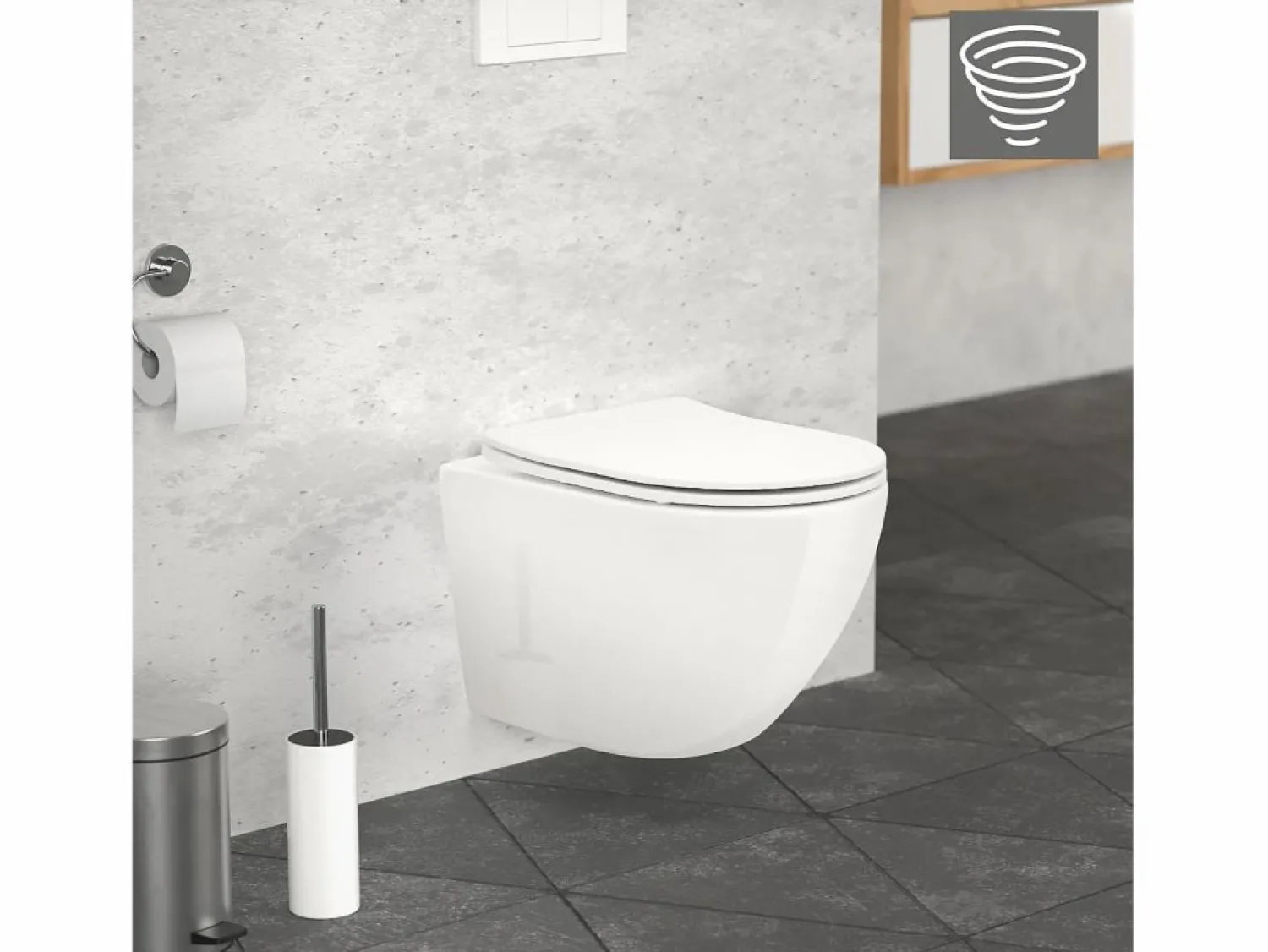 LuxeBath WC Cerámico suspendido 49cm sin reborde corto con sistema softclose