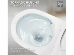 Discount LuxeBath WC Cerámico suspendido con bidé sin reborde corto con sistema softclose Blanco
