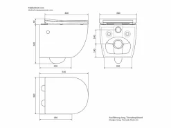 Discount LuxeBath WC Cerámico suspendido con bidé sin reborde corto con sistema softclose Blanco