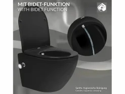 New WC cerámico suspendido nanorecubrimiento función bidé corto 49cm softclose Inodoro Suspendido