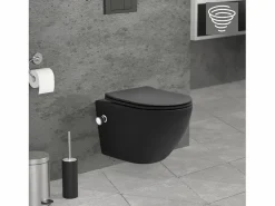 LuxeBath WC cerámico suspendido con función bidé y tornado corto 49 cm softclose