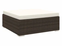 Garden Furniture West Orange Reposapies seccional con cojín 1 uds ratán sintético marrón