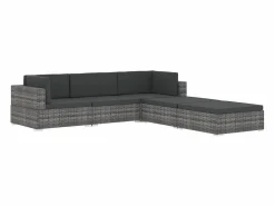 Garden Furniture West Orange Reposapies seccional con cojín 1 uds ratán sintético marrón