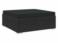 Outlet Garden Furniture West Orange Reposapiés seccional con cojín 1 ud ratán sintético Negro