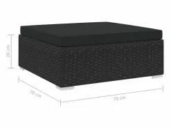 Outlet Garden Furniture West Orange Reposapiés seccional con cojín 1 ud ratán sintético Negro
