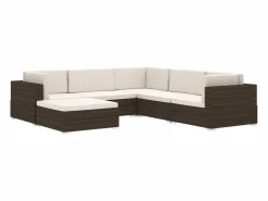 Outlet Garden Furniture West Orange Reposapiés seccional con cojín 1 ud ratán sintético Negro