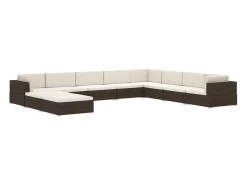 Outlet Garden Furniture West Orange Reposapiés seccional con cojín 1 ud ratán sintético Negro