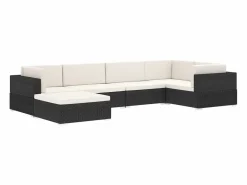 Outlet Garden Furniture West Orange Reposapiés seccional con cojín 1 ud ratán sintético Negro