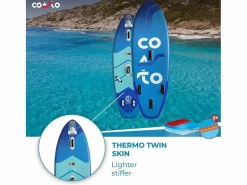 COASTO WindSUP Mir 8'6 Paleta hinchable 260x84x13cm - 8'6 "x33 "x5" para Wing Sail con soporte de colchoneta de doble capa fundida