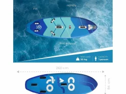 COASTO WindSUP Mir 8'6 Paleta hinchable 260x84x13cm - 8'6 "x33 "x5" para Wing Sail con soporte de colchoneta de doble capa fundida
