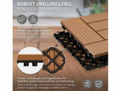 ECD Germany WPC baldosas 30x30cm 1 m² mosaico para jardín piscina patio