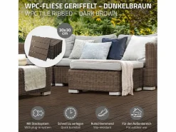 Sale ECD Germany 55x Baldosas de WPC para terraza,30x30cm, 5m² Marru00f3n