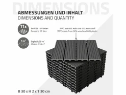 Outlet ECD Germany 11x Baldosas para terraza WPC 30x30 cm 1 m² baldosas antracita Gris