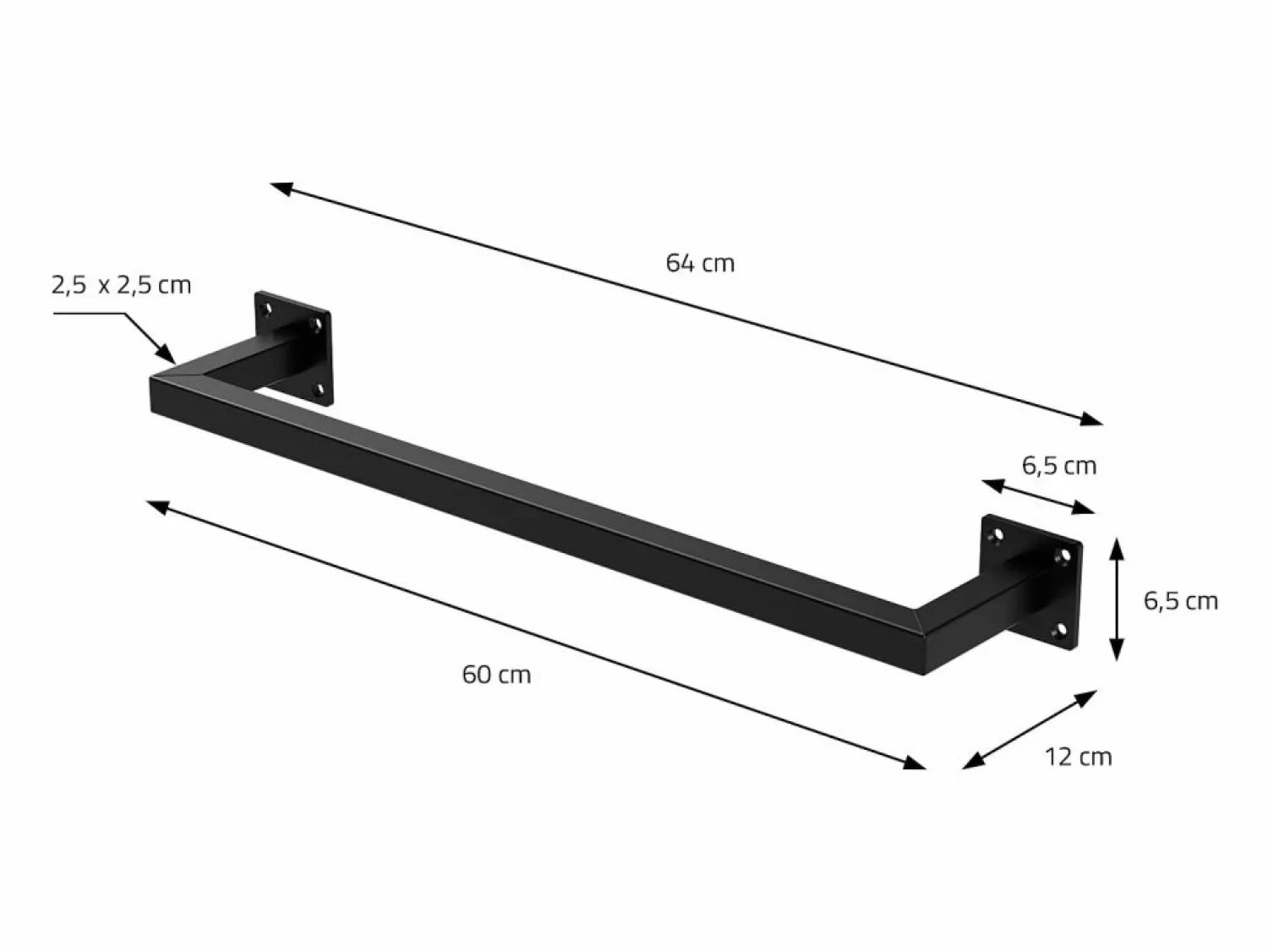 Online ML-DESIGN 3x Perchero de pared para vestidor/armario barra para ropa/toallas 60x12cm Negro