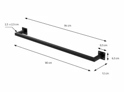 ML-DESIGN 3x Perchero de pared para vestidor/armario barra para ropa/toallas 90x12cm