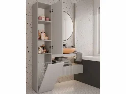 TOPESHOP YANA - Mueble de baño con cesto de ropa - 31x30x174 cm - Columna de almacenamiento de baño