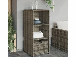 Discount Garden Furniture Ylira Armario de almacenaje de jardín ratán PE 50x55x115 cm Gris