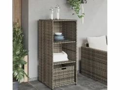 Discount Garden Furniture Ylira Armario de almacenaje de jardín ratán PE 50x55x115 cm Gris