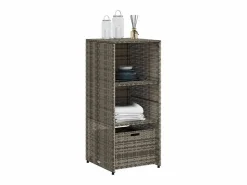 Discount Garden Furniture Ylira Armario de almacenaje de jardín ratán PE 50x55x115 cm Gris